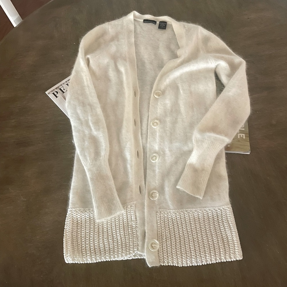 Off white cardigan sweater. Worn once and still like brand new.